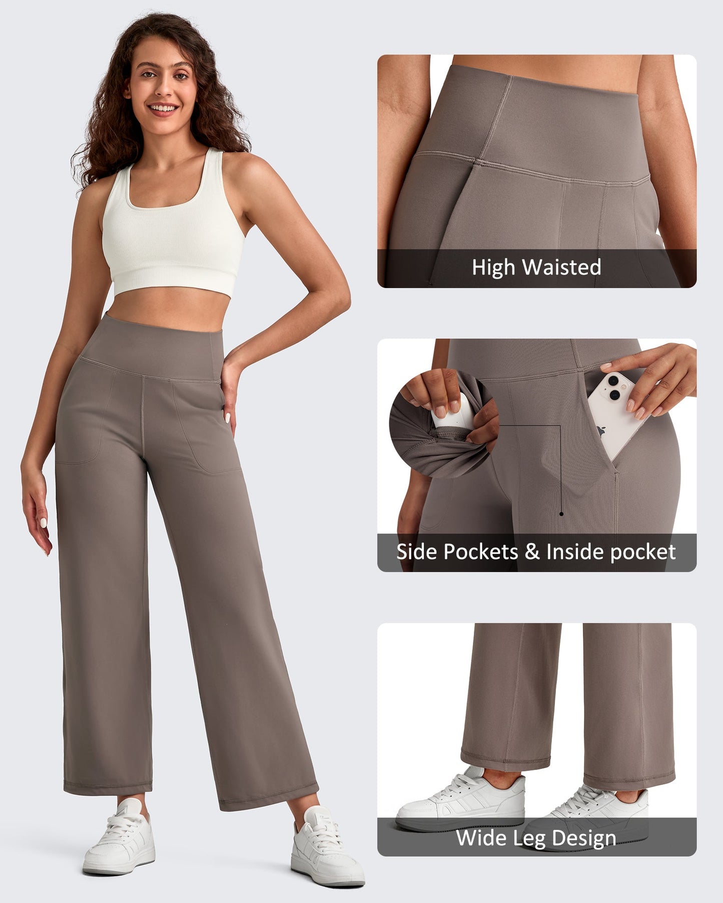 Pantalones Tobilleros de Pierna Ancha y Talle Alto BareFeel