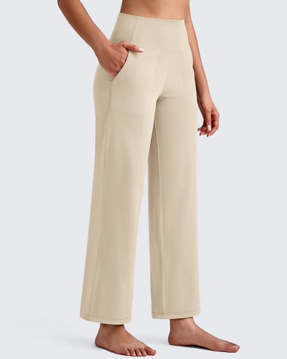 Pantalones Tobilleros de Pierna Ancha y Talle Alto BareFeel