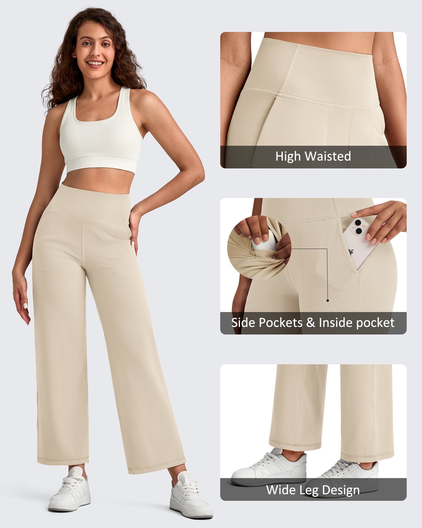 Pantalones Tobilleros de Pierna Ancha y Talle Alto BareFeel