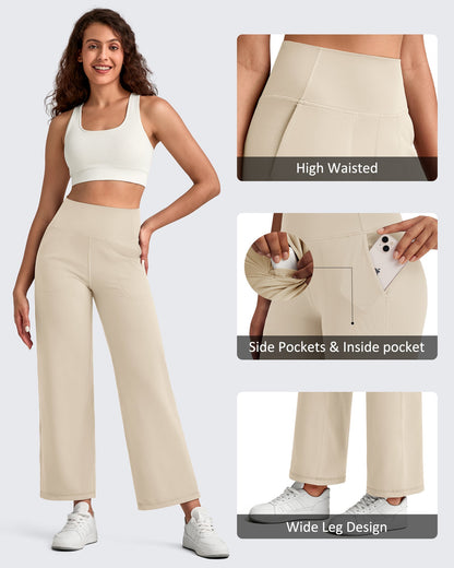 Pantalones Tobilleros de Pierna Ancha y Talle Alto BareFeel