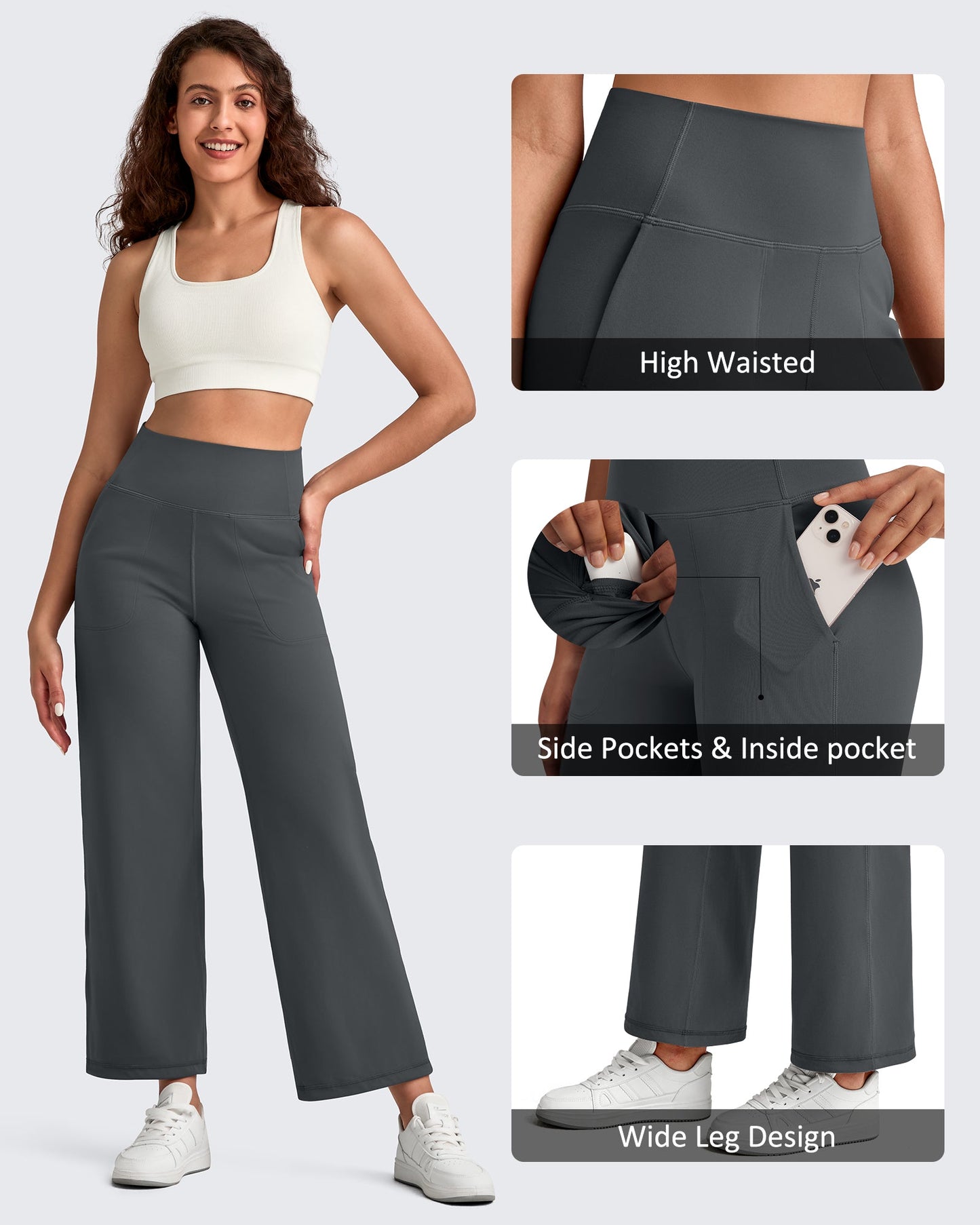 Pantalones Tobilleros de Pierna Ancha y Talle Alto BareFeel