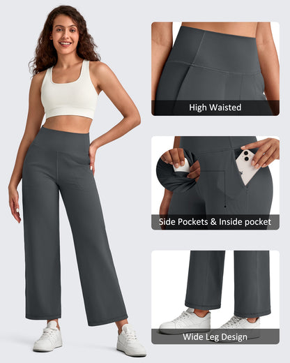 Pantalones Tobilleros de Pierna Ancha y Talle Alto BareFeel