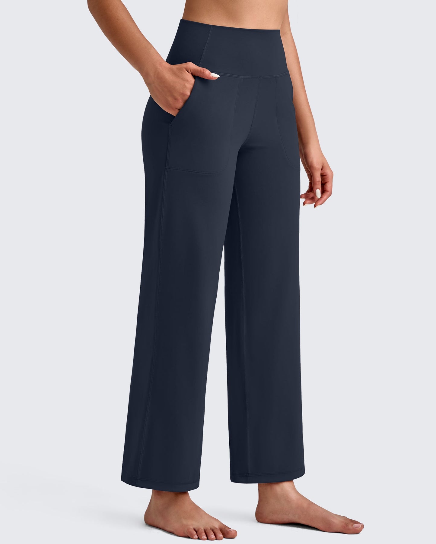 Pantalones Tobilleros de Pierna Ancha y Talle Alto BareFeel