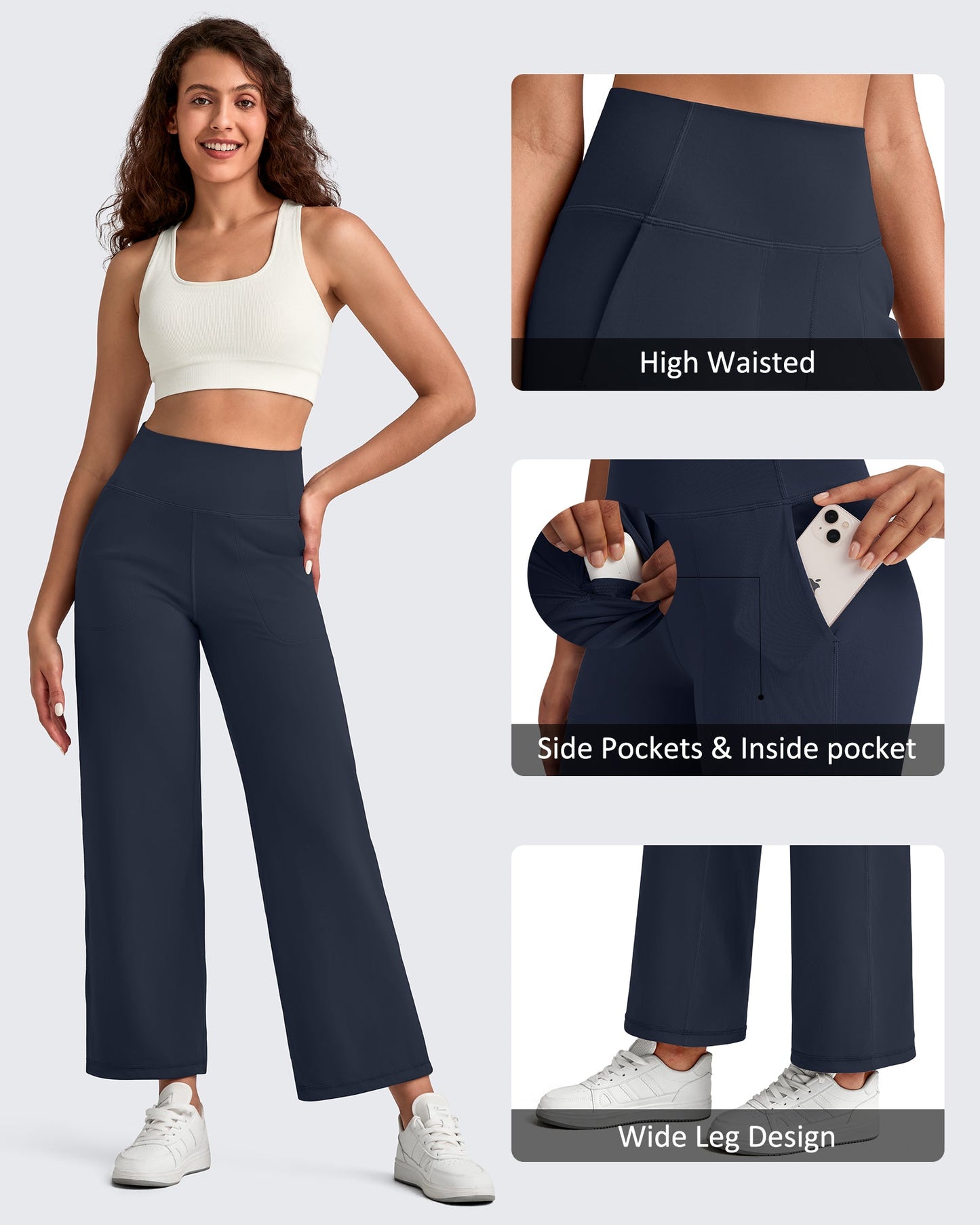 Pantalones Tobilleros de Pierna Ancha y Talle Alto BareFeel