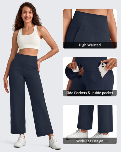 Pantalones Tobilleros de Pierna Ancha y Talle Alto BareFeel