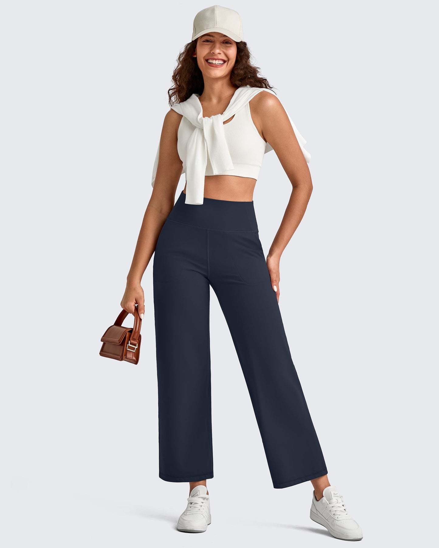 Pantalones Tobilleros de Pierna Ancha y Talle Alto BareFeel