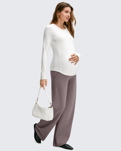 Pantalones casuales de pierna ancha BareFeel Maternity con bolsillos