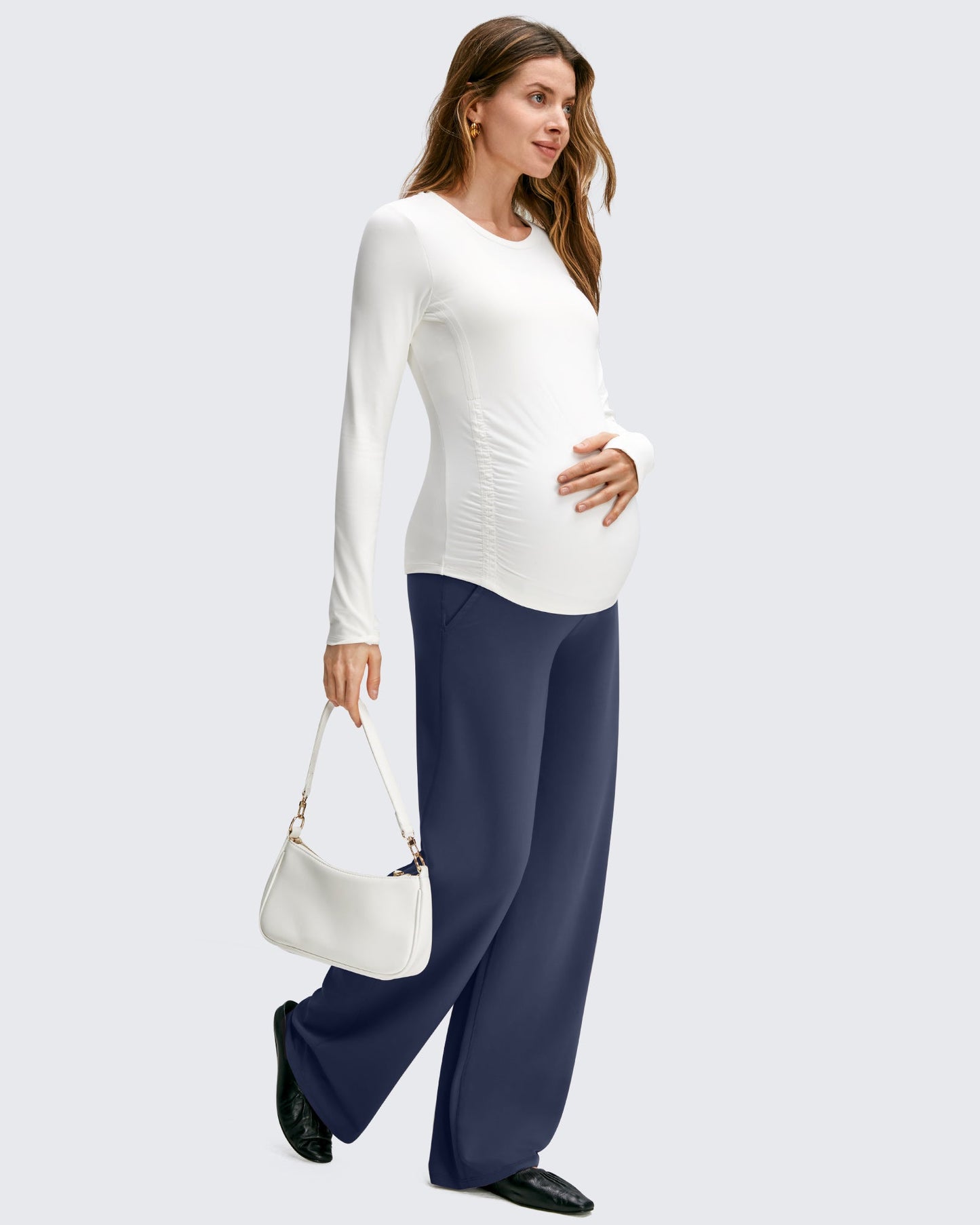 Pantalones casuales de pierna ancha BareFeel Maternity con bolsillos