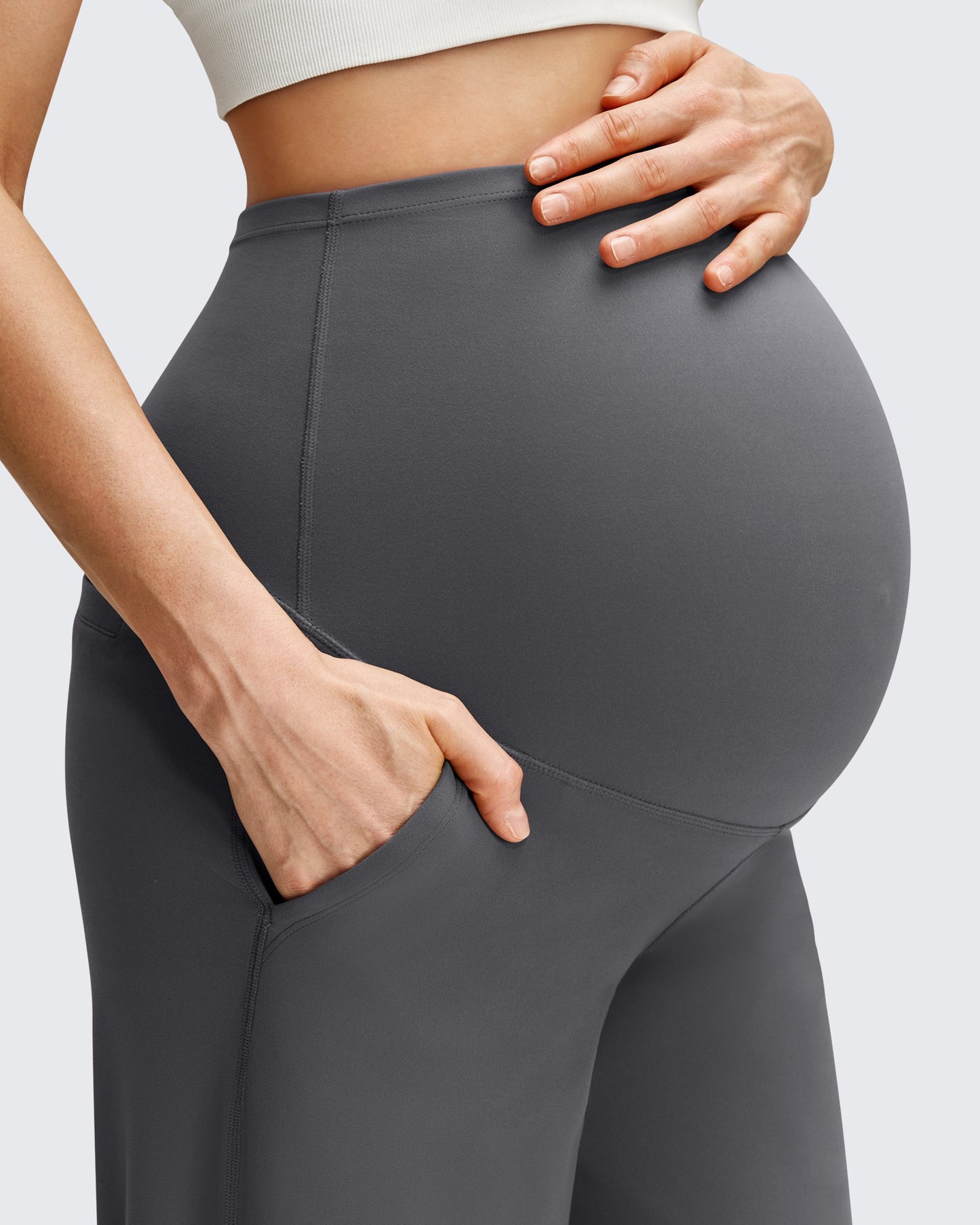 Pantalones casuales de pierna ancha BareFeel Maternity con bolsillos