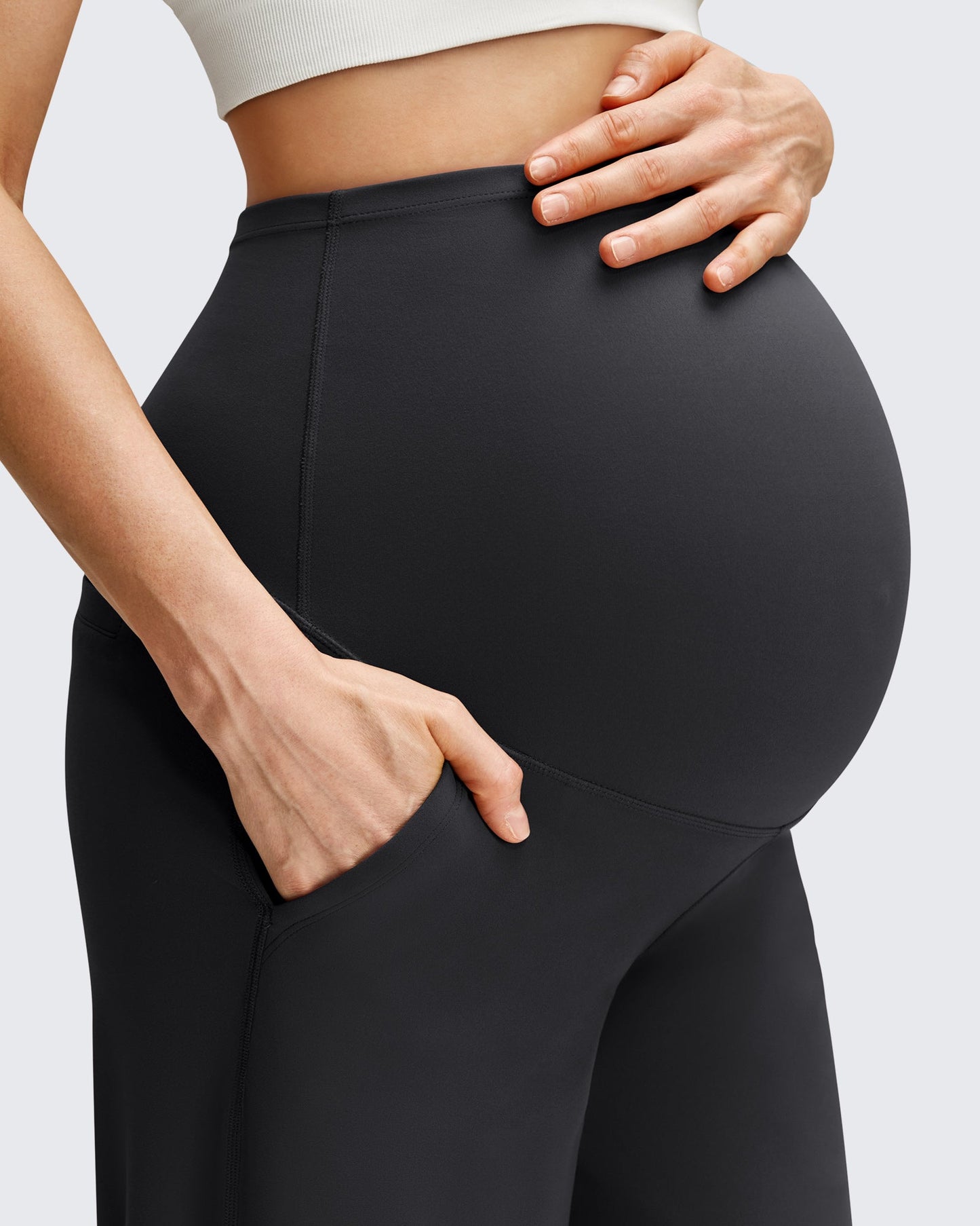 Pantalones casuales de pierna ancha BareFeel Maternity con bolsillos