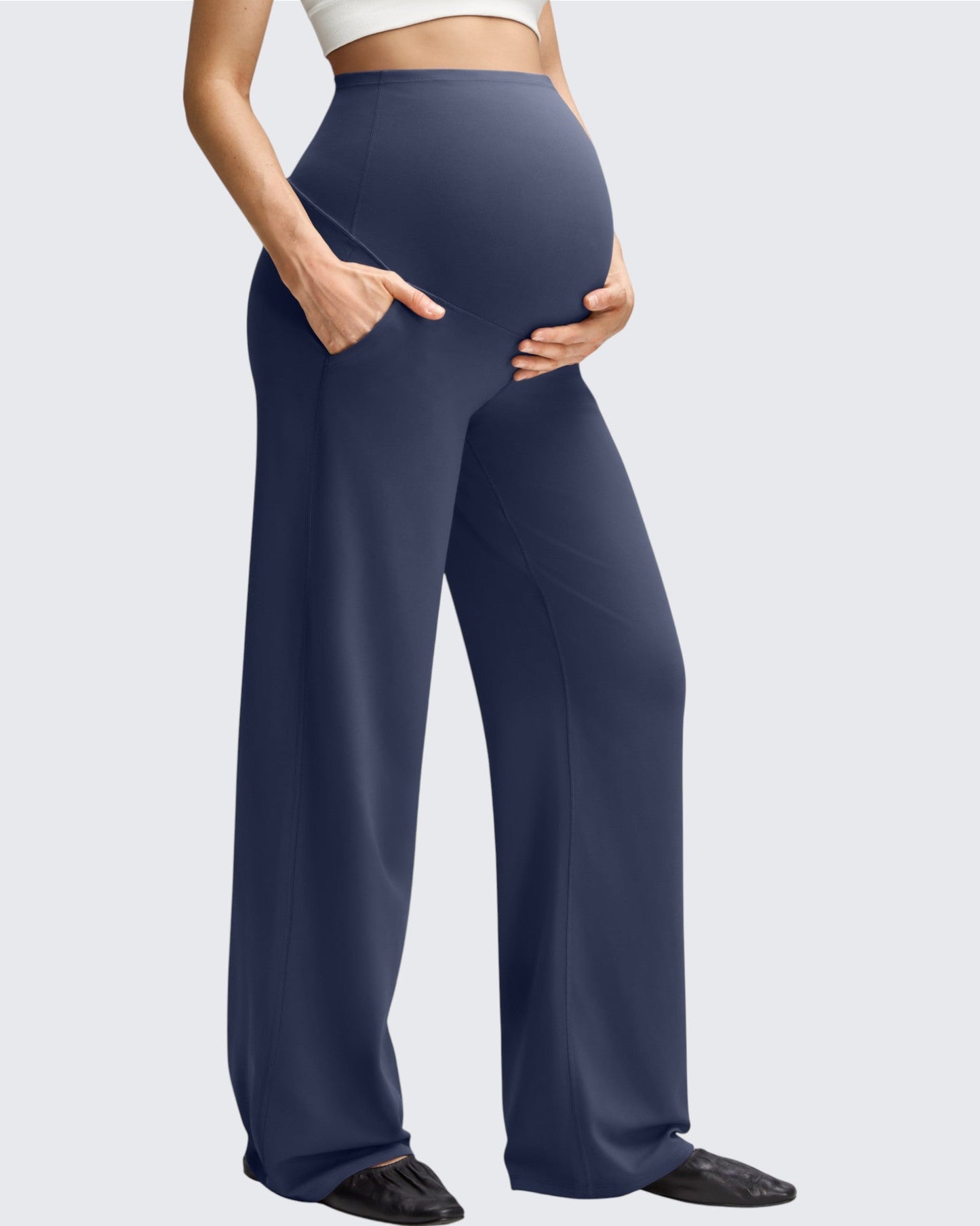 Pantalones casuales de pierna ancha BareFeel Maternity con bolsillos