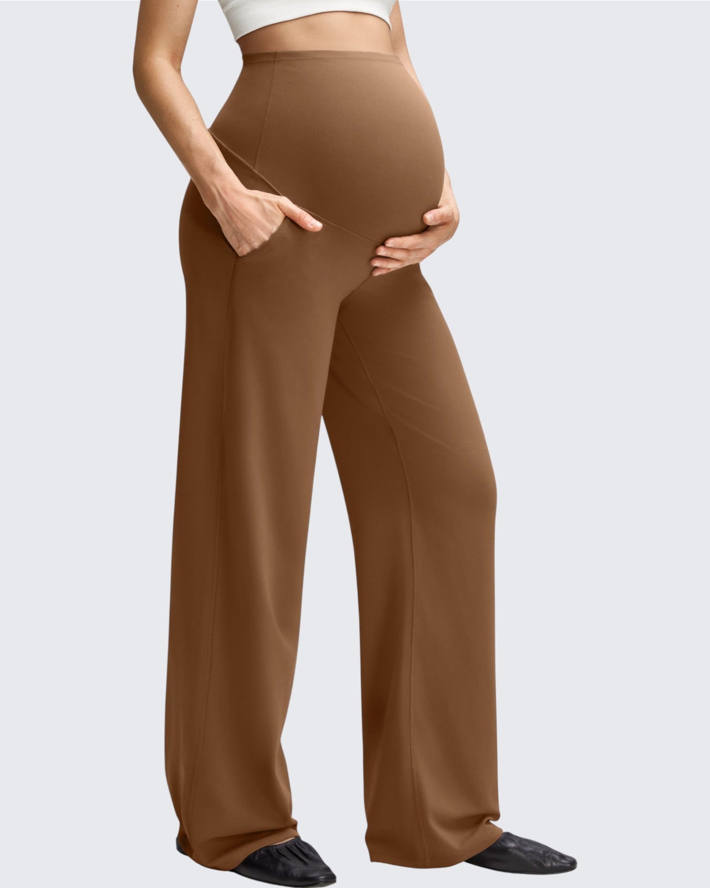 Pantalones casuales de pierna ancha BareFeel Maternity con bolsillos