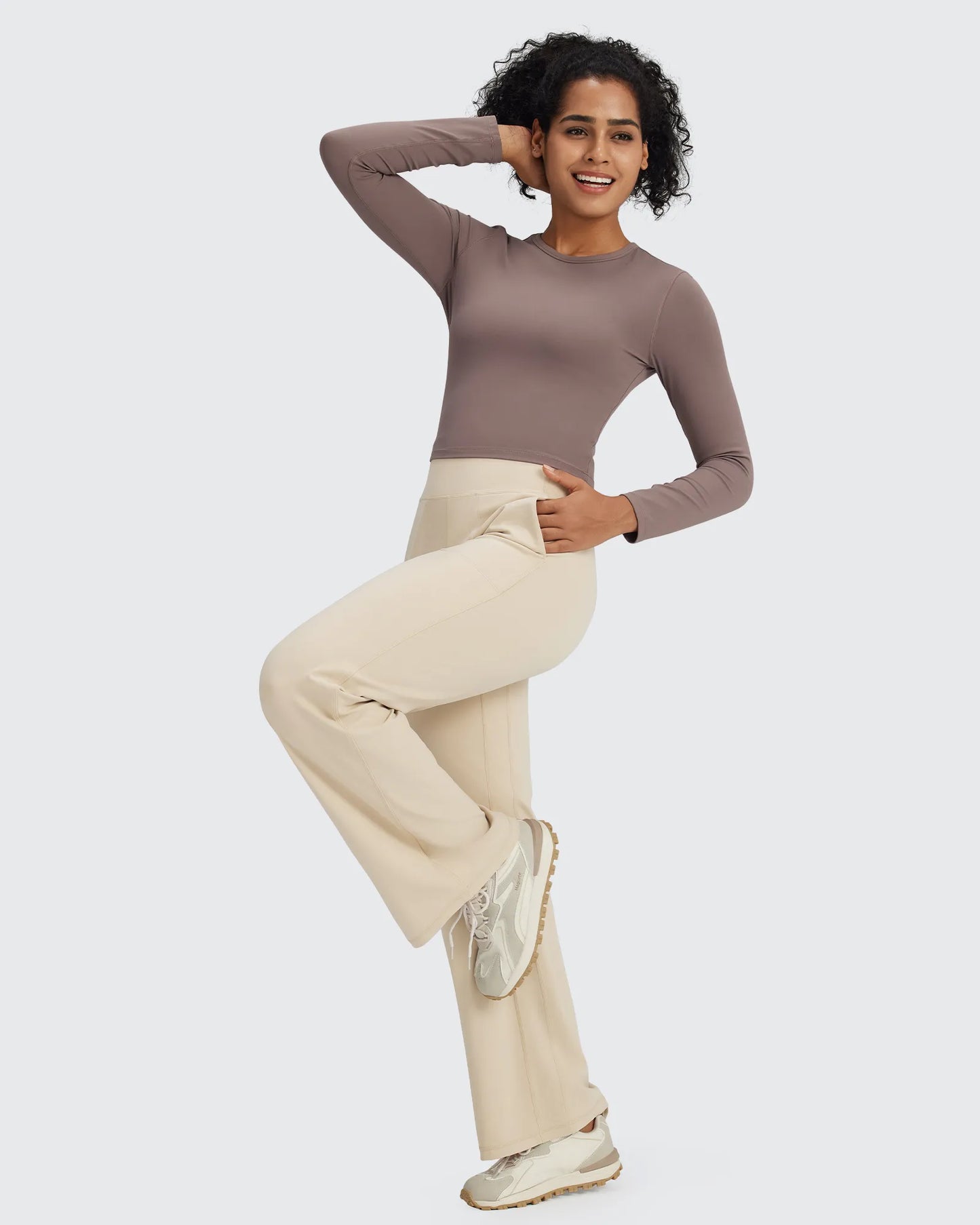 Pantalones de vestir de talle alto sin costuras BareFeel Petite