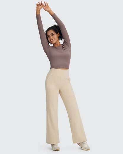 Pantalones Anchos de Vestir de Cintura Alta Sin Costuras BareFeel