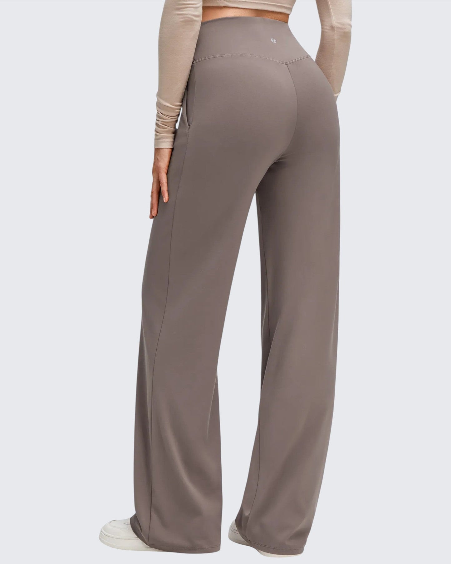 Pantalones de Yoga de Pierna Ancha con Pliegues Laterales y Cintura en V BareFeel