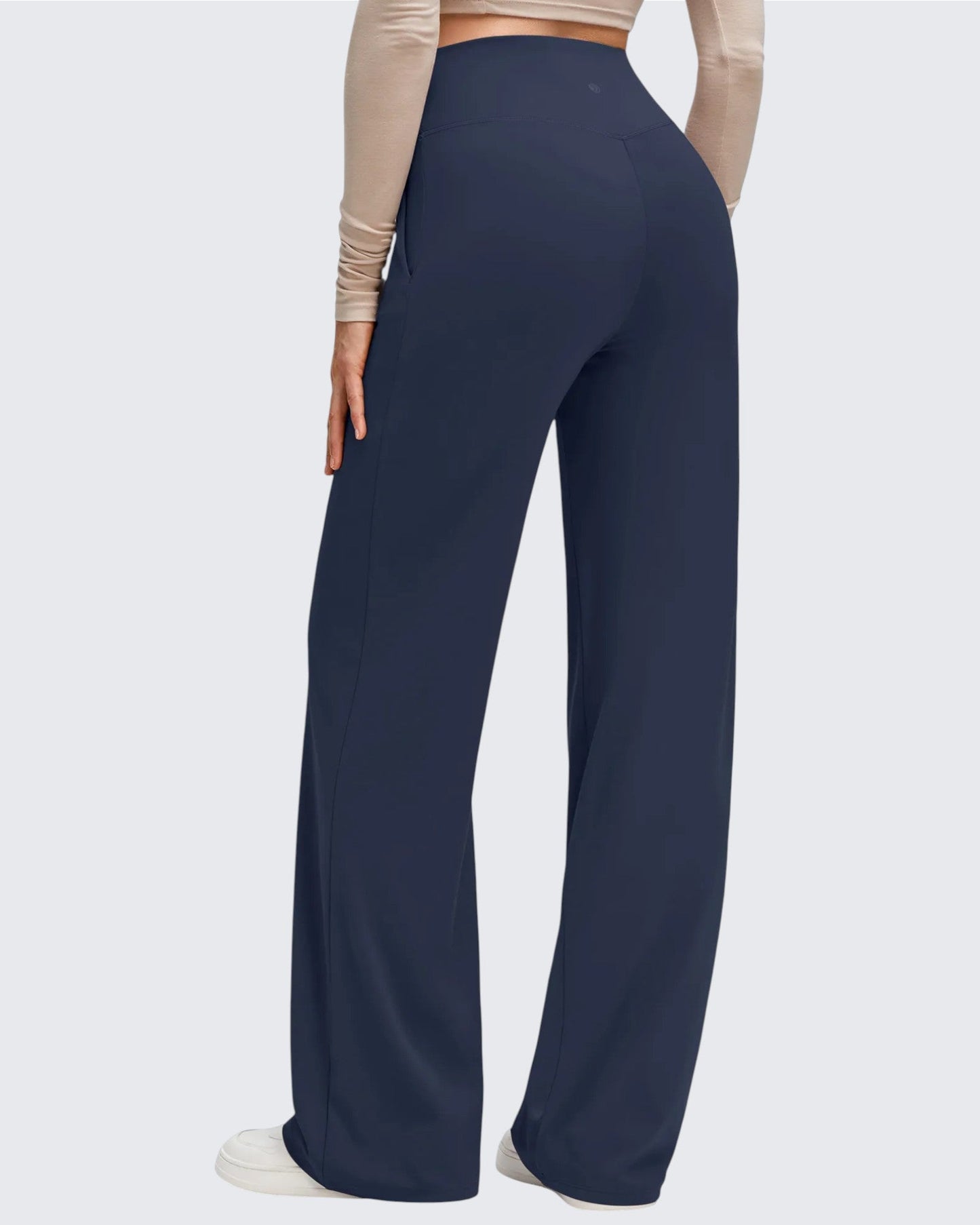 Pantalones de Yoga de Pierna Ancha con Pliegues Laterales y Cintura en V BareFeel