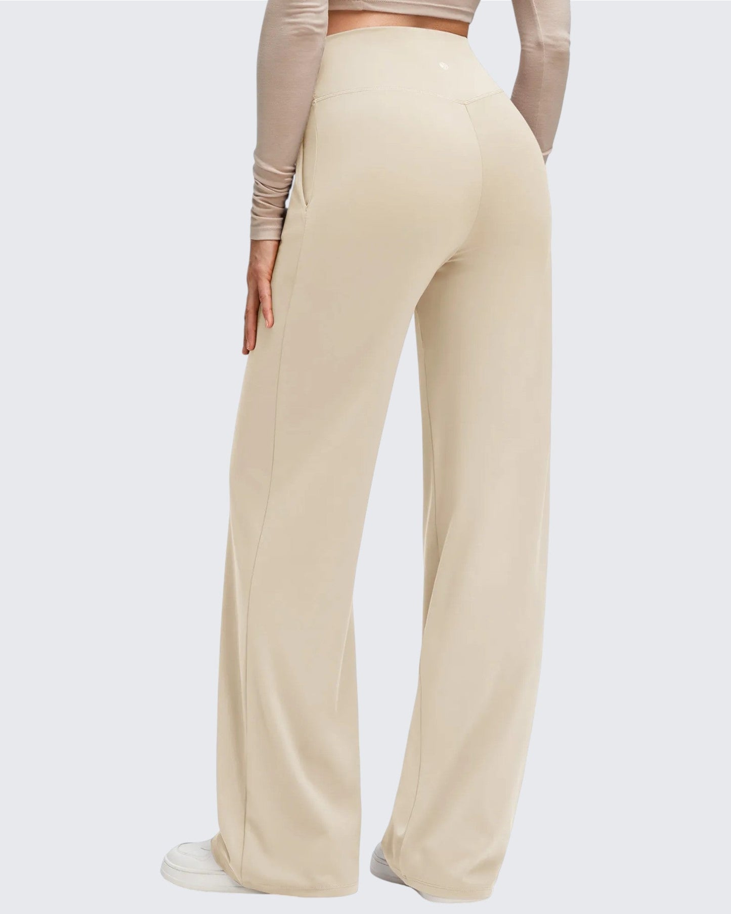 Pantalones de Yoga de Pierna Ancha con Pliegues Laterales y Cintura en V BareFeel