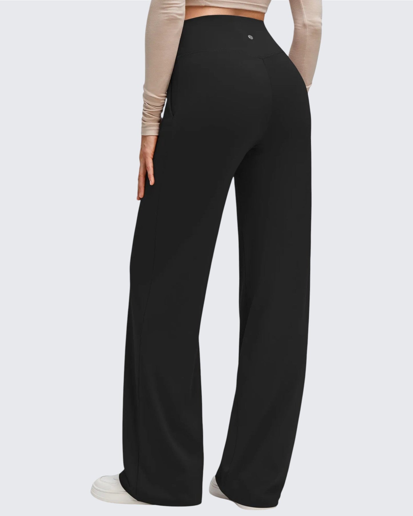 Pantalones de Yoga de Pierna Ancha con Pliegues Laterales y Cintura en V BareFeel
