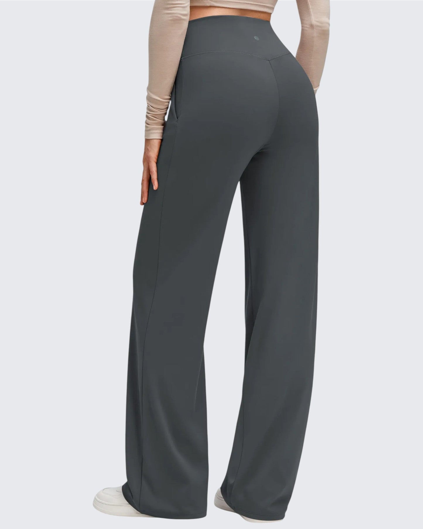 Pantalones de Yoga de Pierna Ancha con Pliegues Laterales y Cintura en V BareFeel