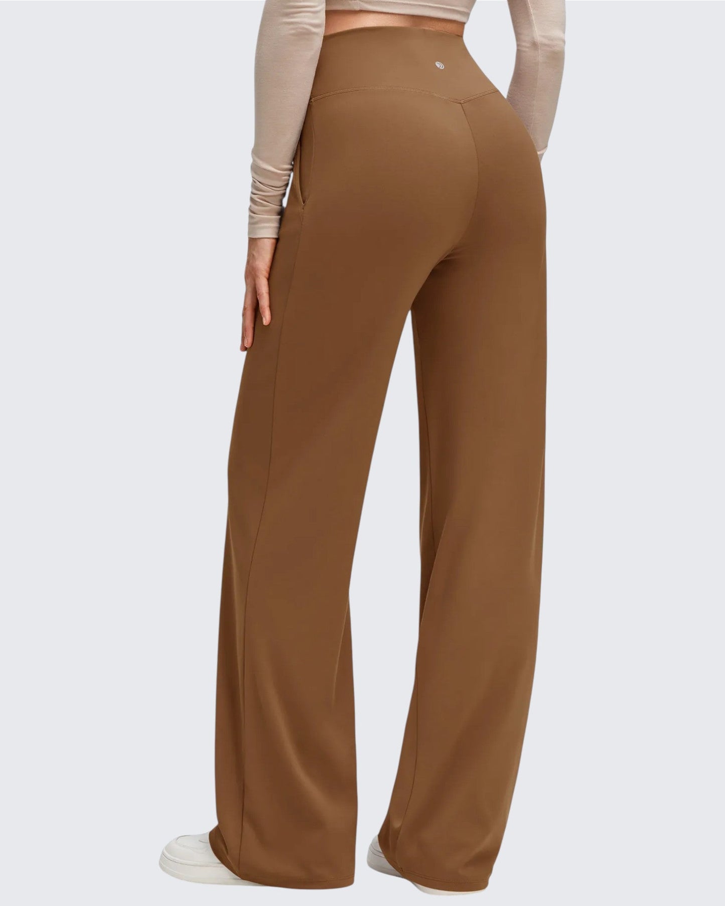 Pantalones de Yoga de Pierna Ancha con Pliegues Laterales y Cintura en V BareFeel