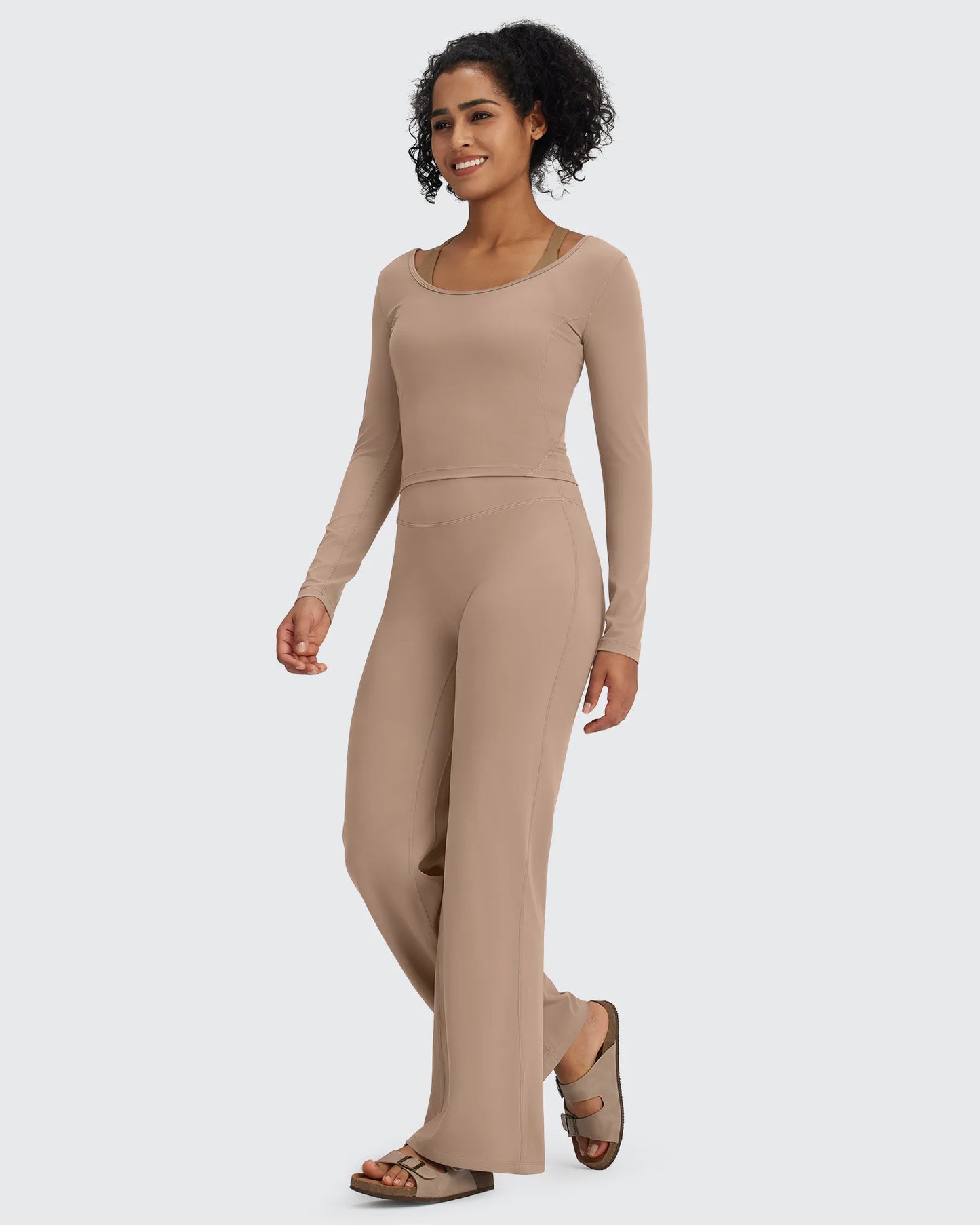 BareFeel Pantalones Anchos de Tiro Alto para Mujer (Talla Petite)