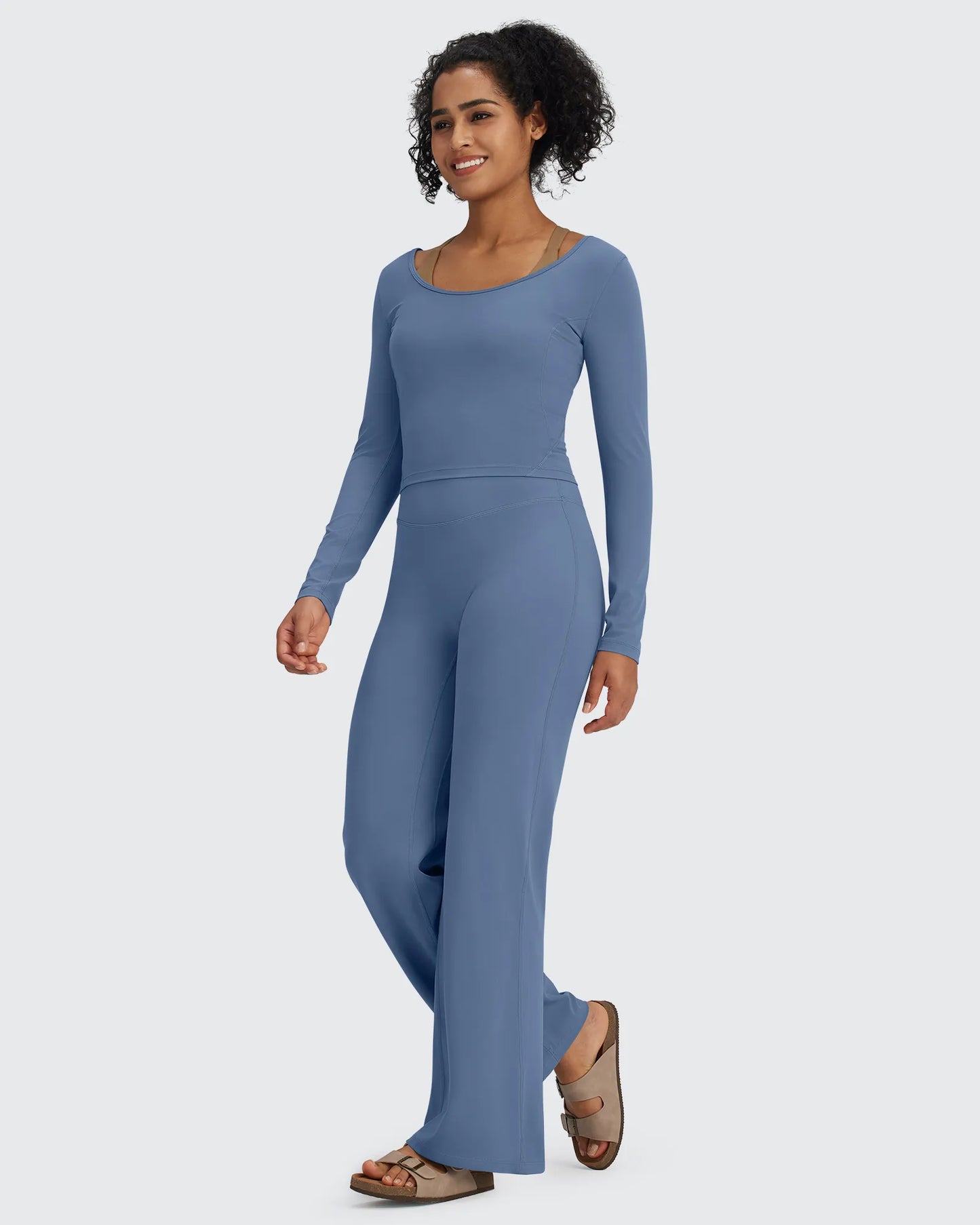 BareFeel Pantalones Anchos de Tiro Alto para Mujer (Talla Petite)