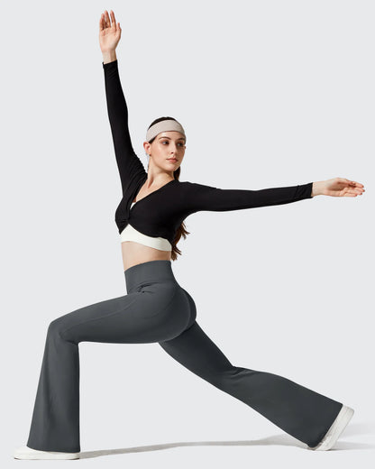 Leggings de yoga acampanados de cintura alta con forro polar Barefeel