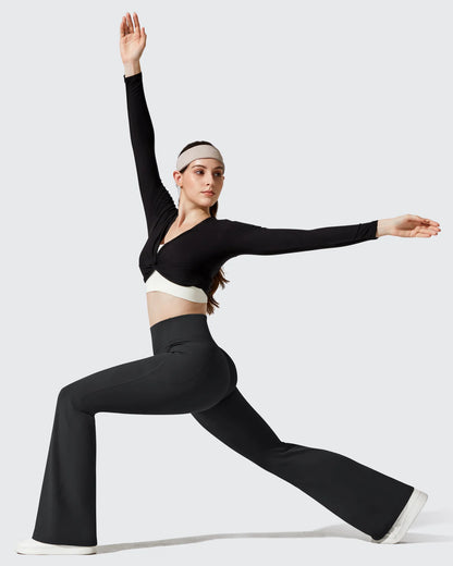 Leggings de yoga acampanados de cintura alta con forro polar Barefeel