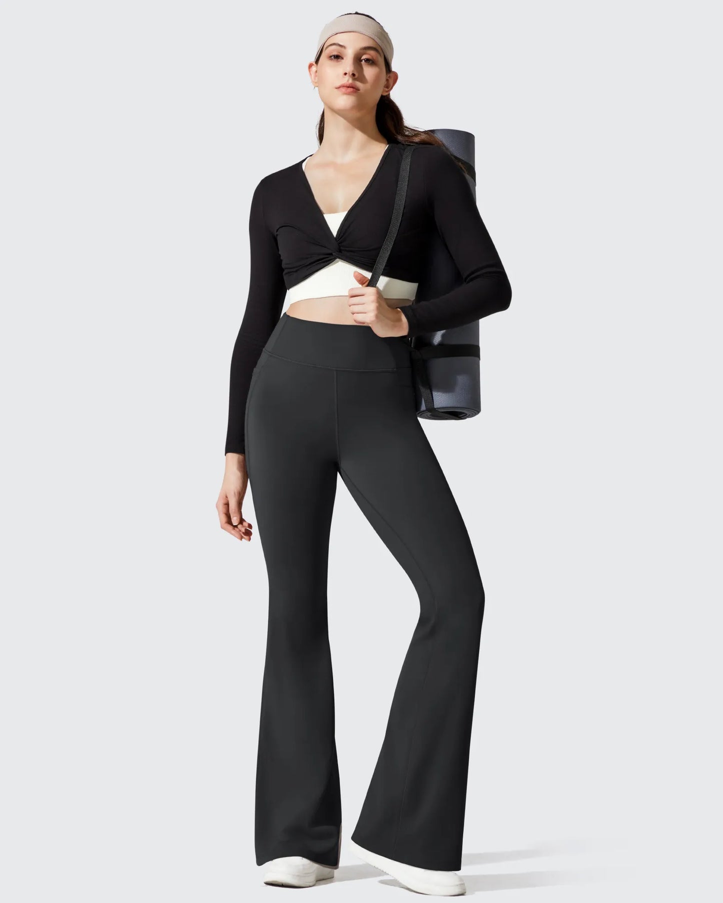 Leggings de yoga acampanados de cintura alta con forro polar Barefeel