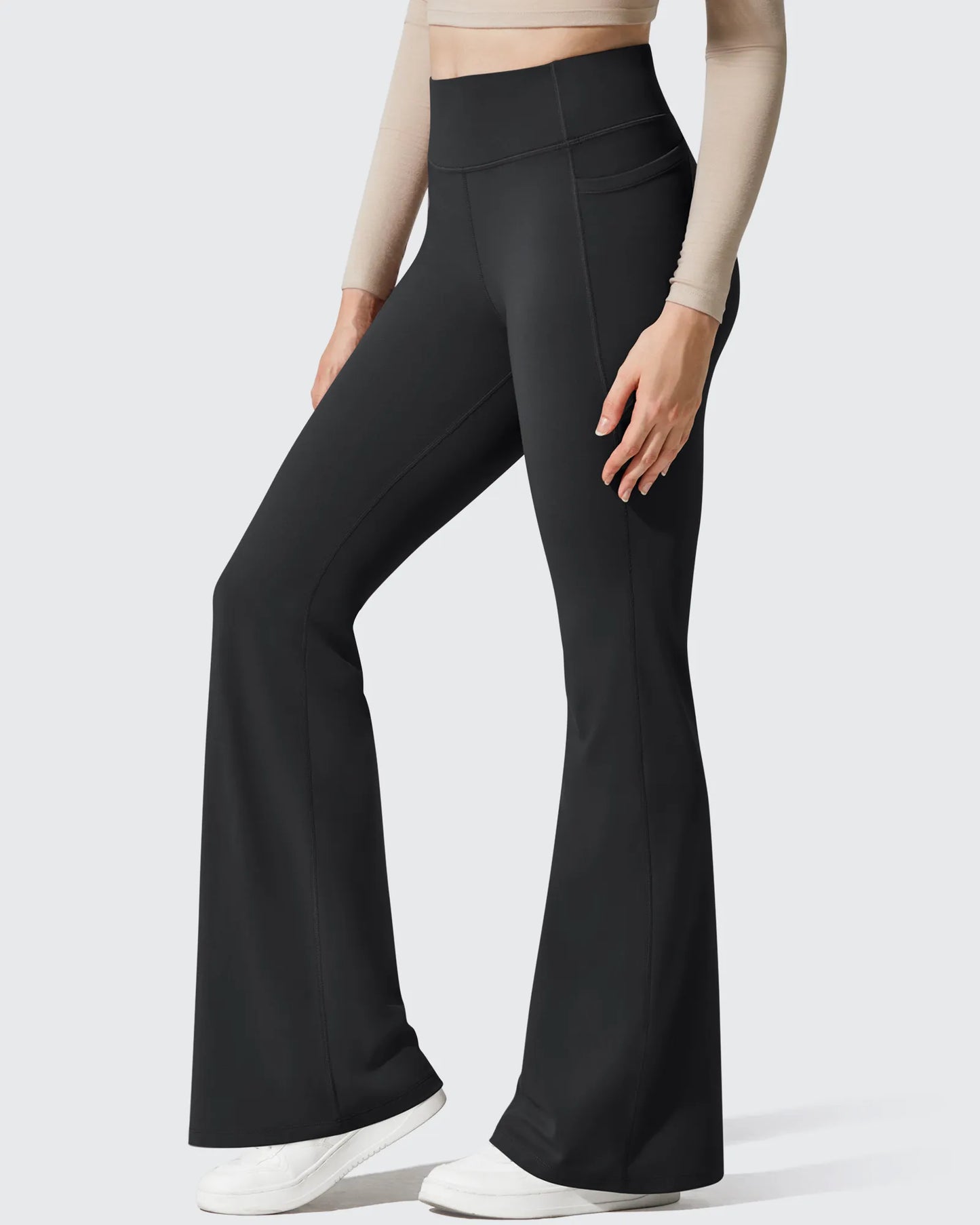 Leggings de yoga acampanados de cintura alta con forro polar Barefeel