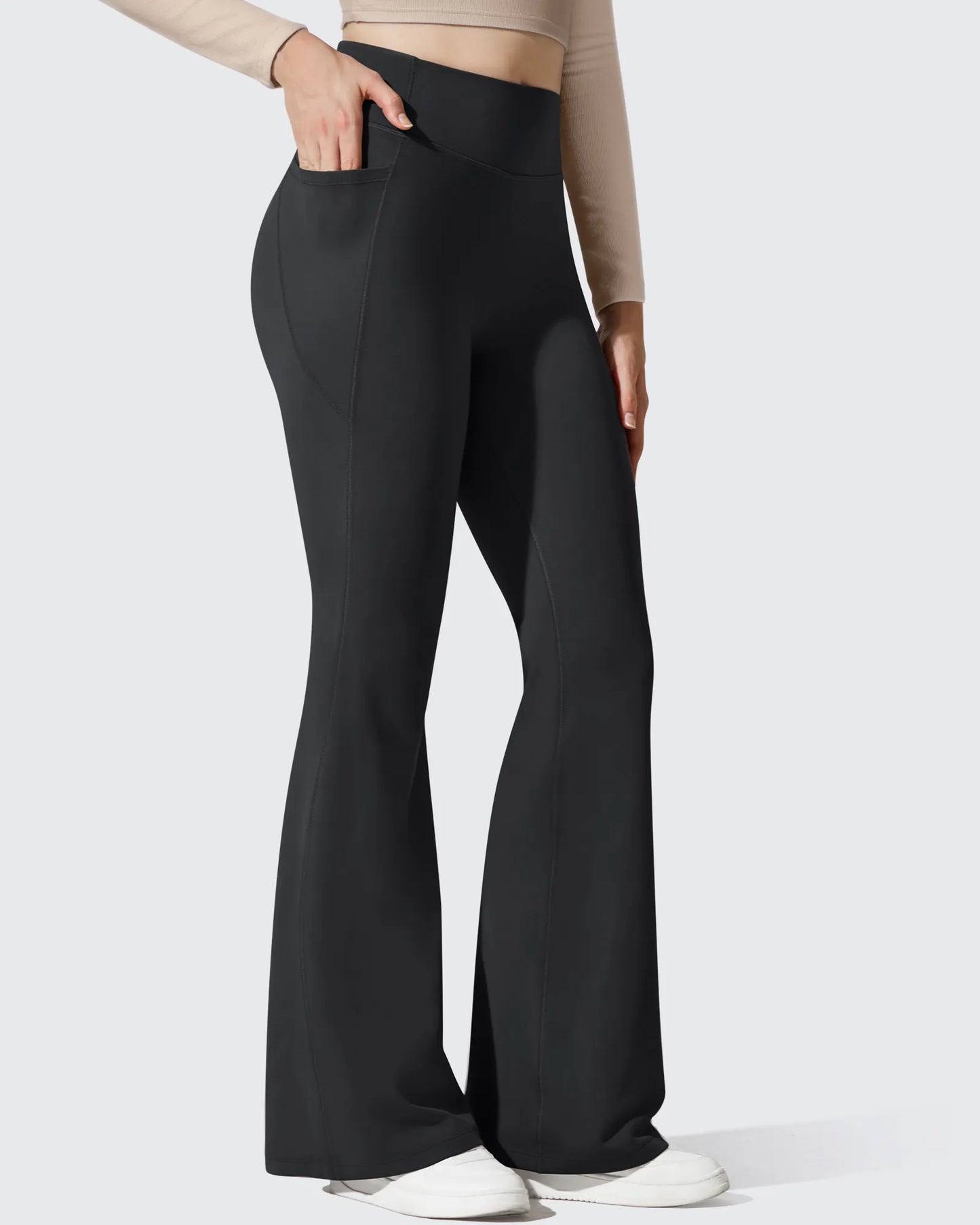 Leggings de yoga acampanados de cintura alta con forro polar Barefeel