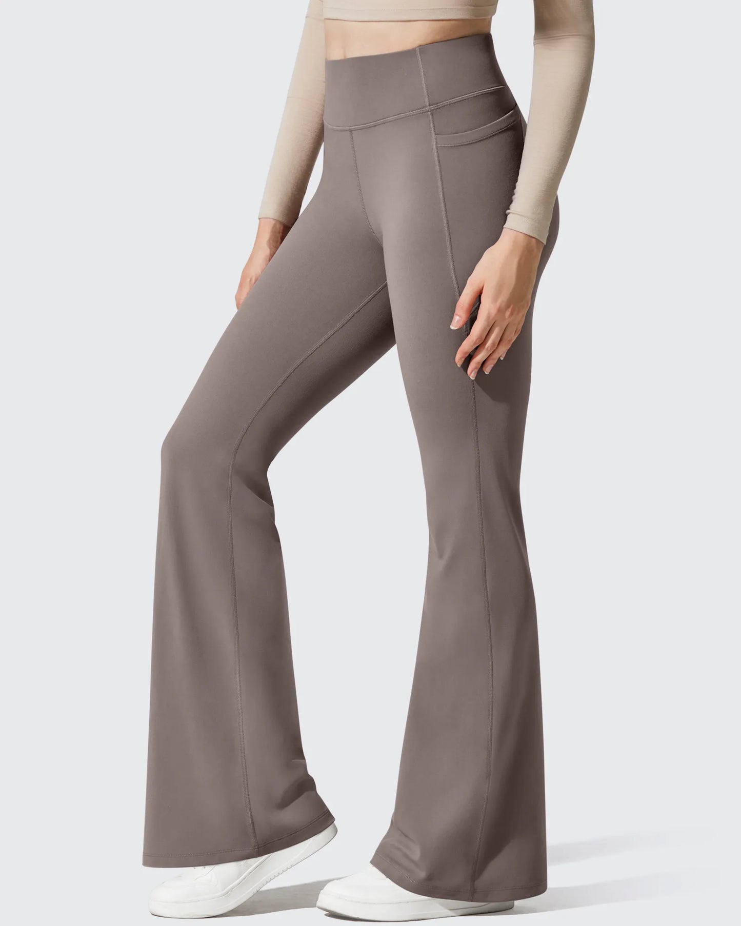 Leggings de yoga acampanados de cintura alta con forro polar Barefeel
