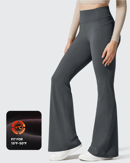 Leggings de yoga acampanados de cintura alta con forro polar Barefeel