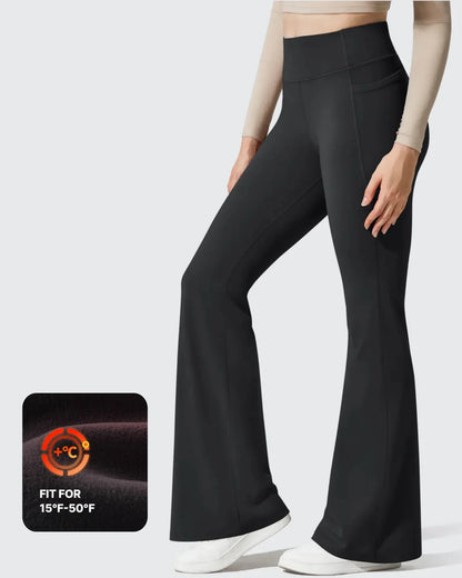Leggings de yoga acampanados de cintura alta con forro polar Barefeel