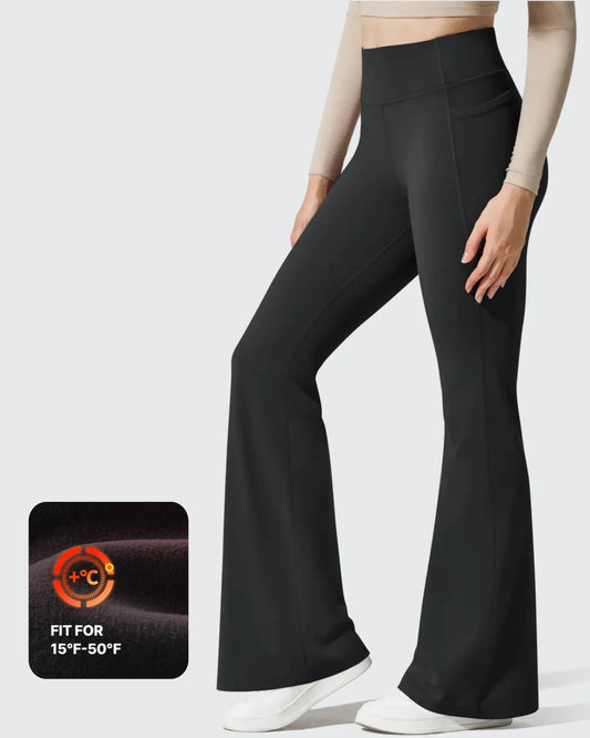 Leggings de yoga acampanados de cintura alta con forro polar Barefeel