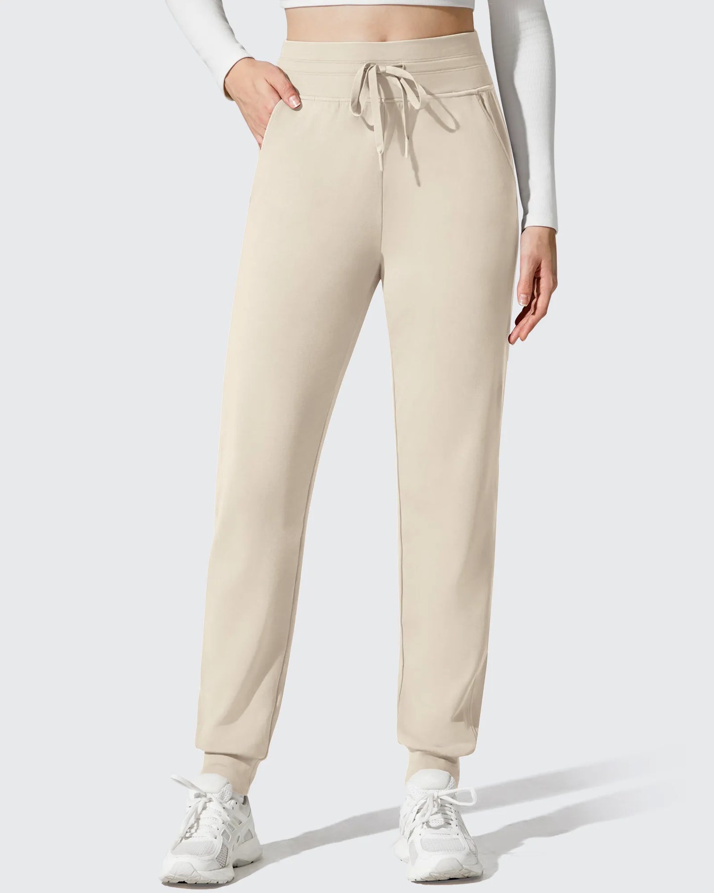 Pantalones deportivos cónicos con cordón y forro polar Barefeel