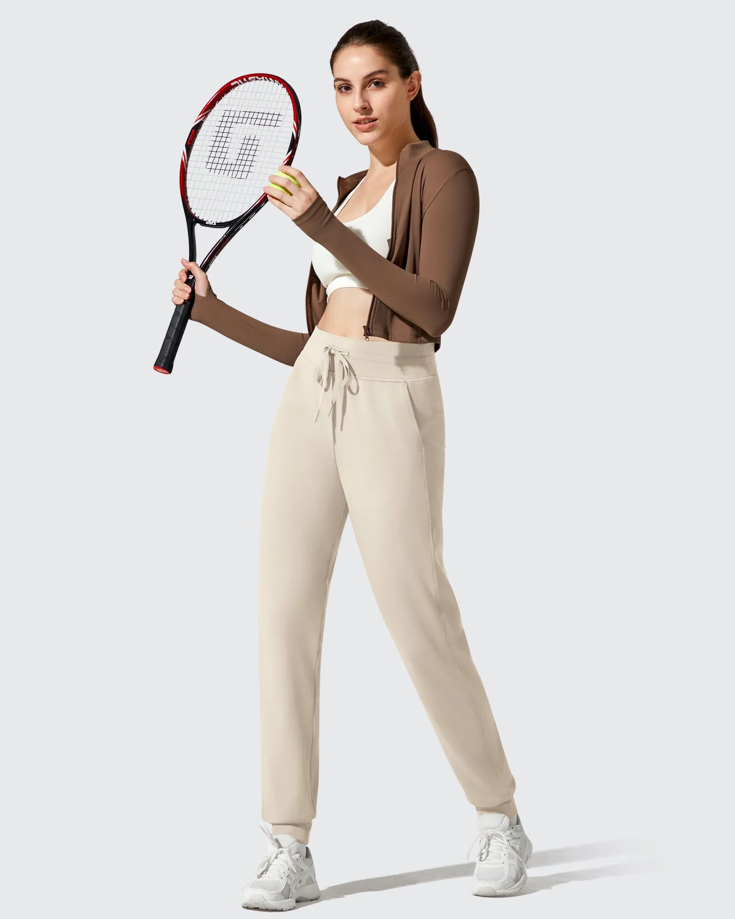Pantalones deportivos cónicos con cordón y forro polar Barefeel