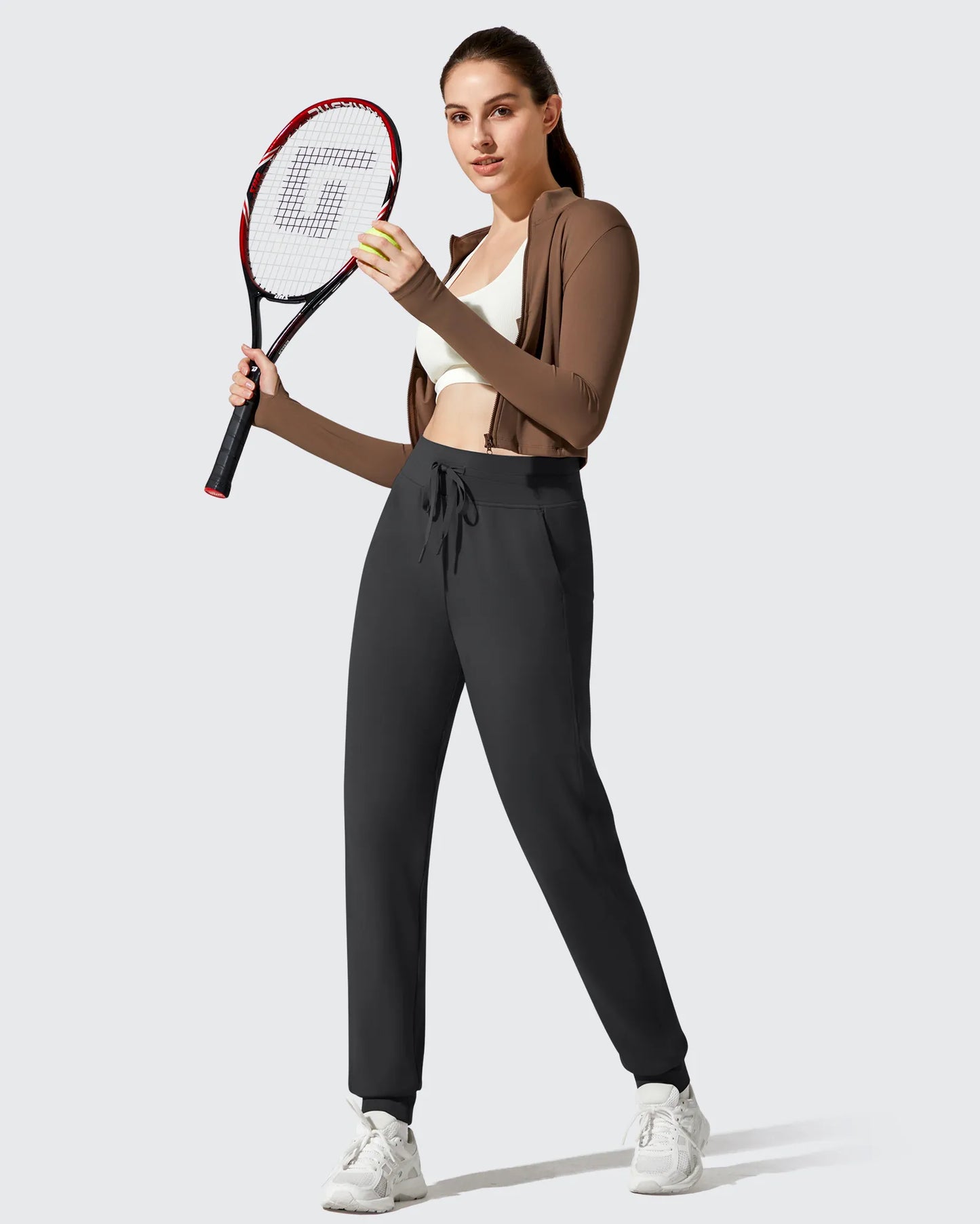 Pantalones deportivos cónicos con cordón y forro polar Barefeel