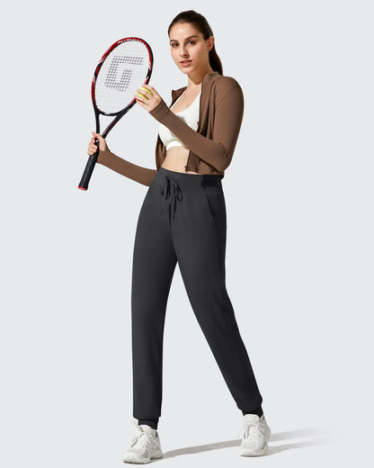 Pantalones deportivos cónicos con cordón y forro polar Barefeel