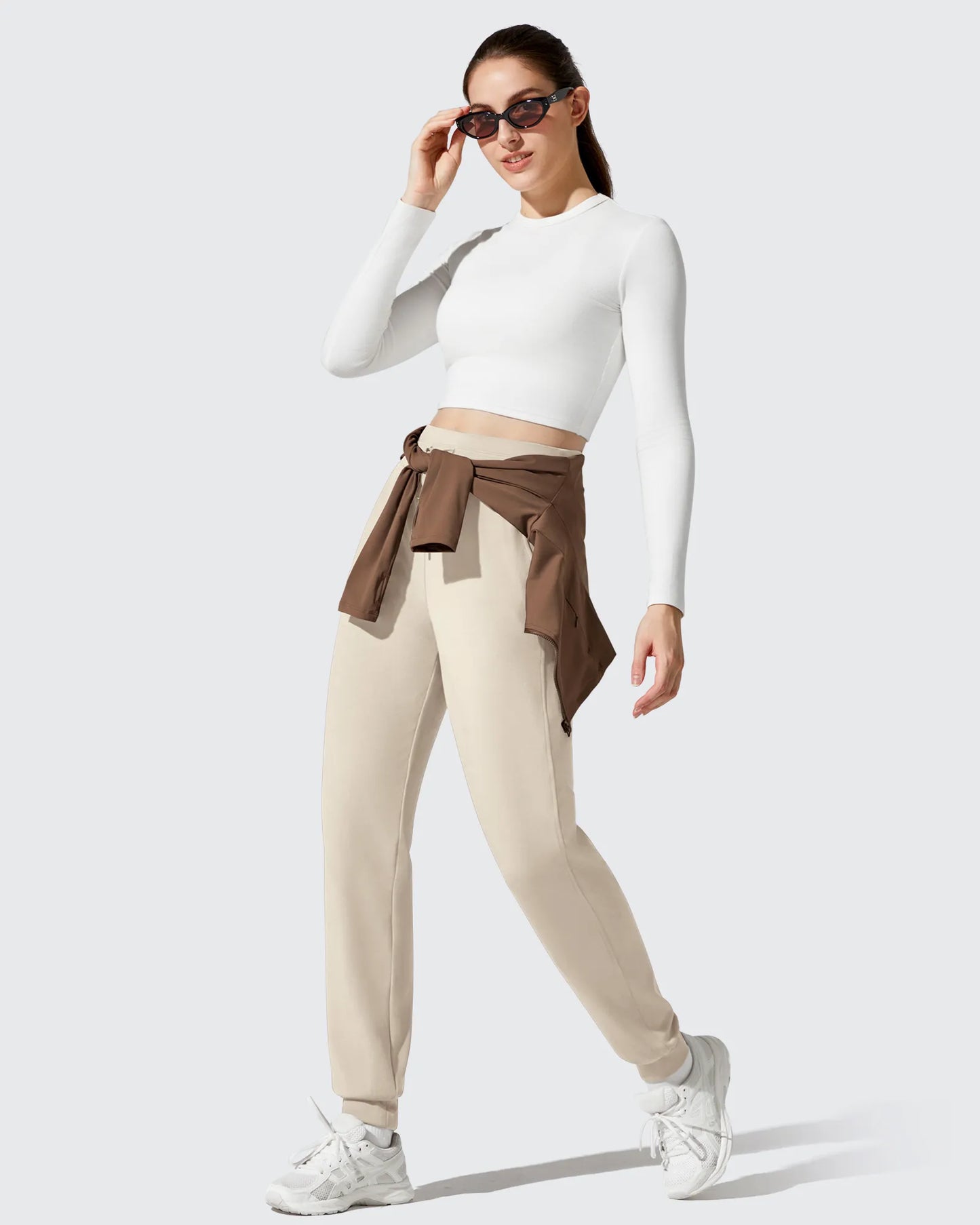 Pantalones deportivos cónicos con cordón y forro polar Barefeel