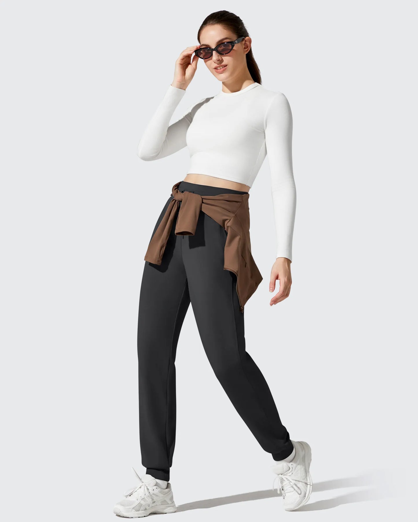 Pantalones deportivos cónicos con cordón y forro polar Barefeel