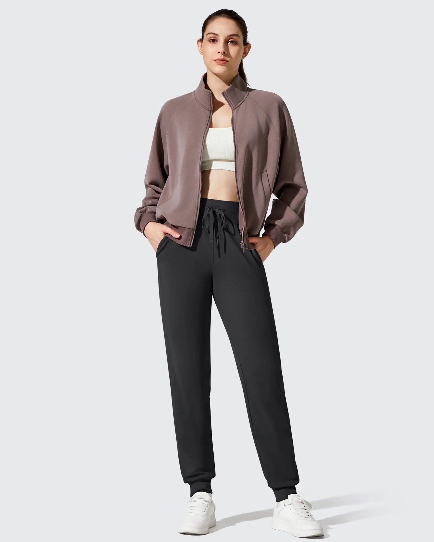 Pantalones deportivos cónicos con cordón y forro polar Barefeel