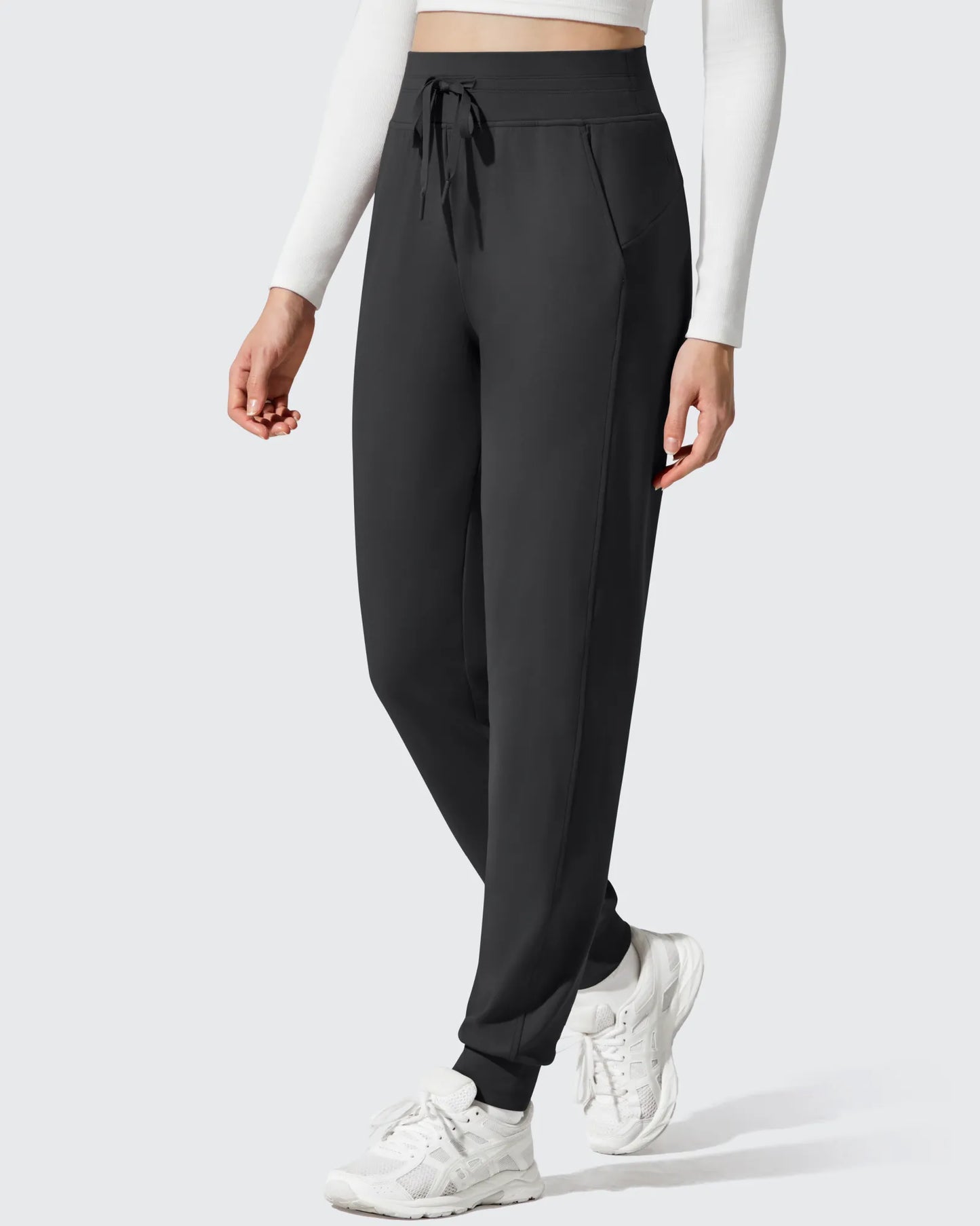 Pantalones deportivos cónicos con cordón y forro polar Barefeel