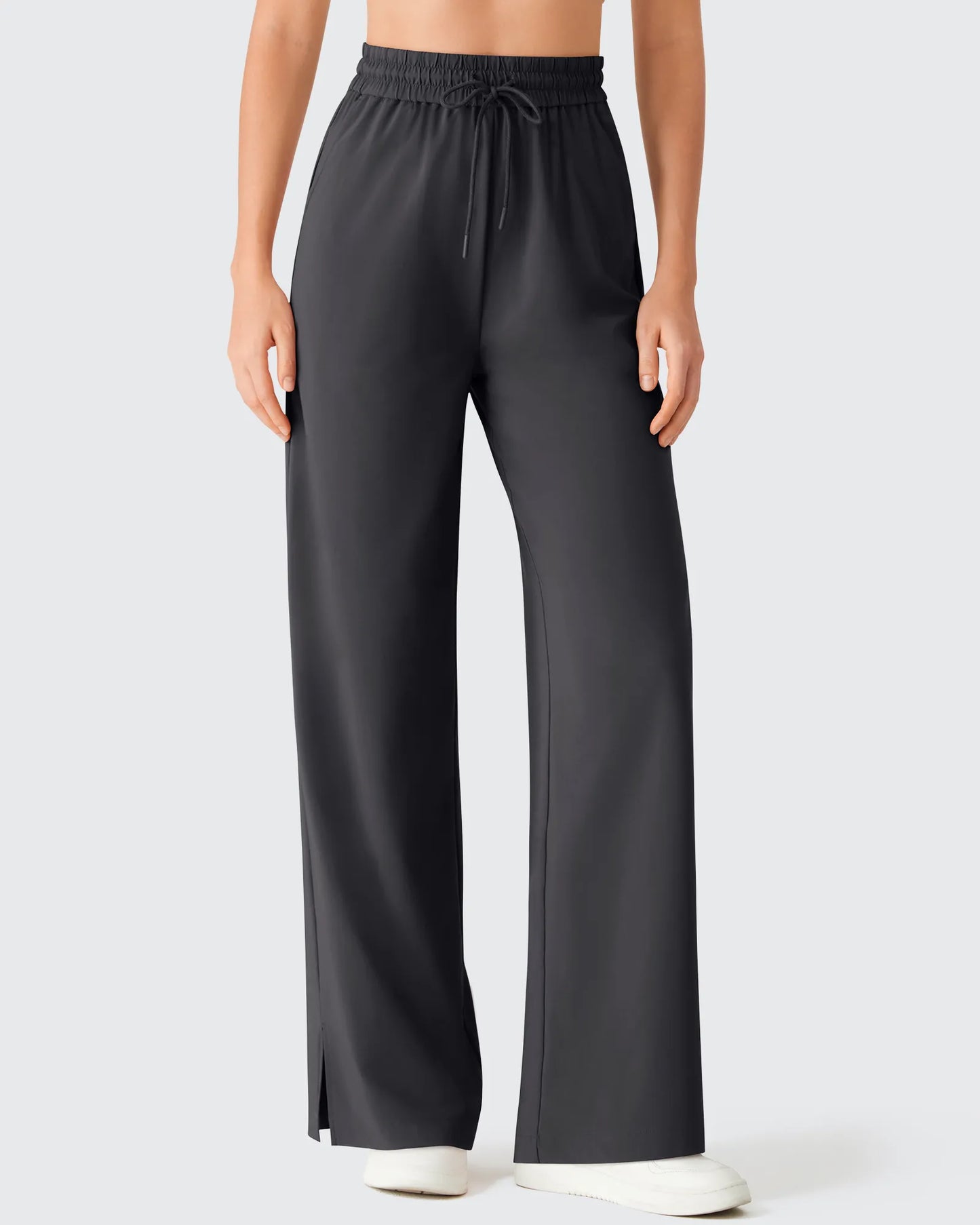 Pantalones Anchos Chillwhisp Palazzo Fluidos con Abertura Lateral y Cordón Ajustable