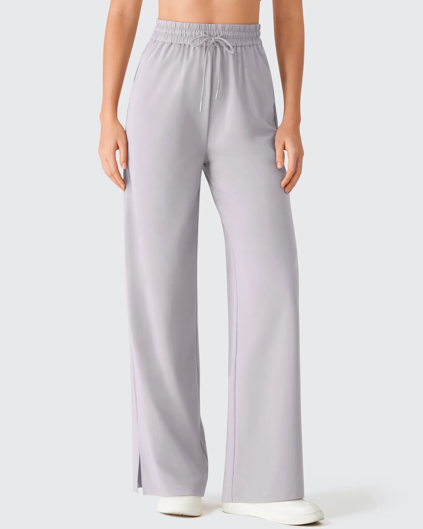 Pantalones Anchos Chillwhisp Palazzo Fluidos con Abertura Lateral y Cordón Ajustable