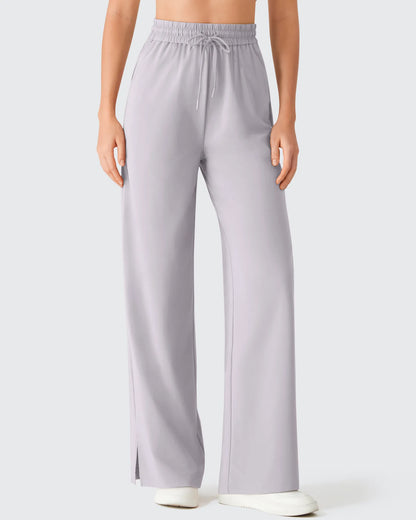 Pantalones Anchos Chillwhisp Palazzo Fluidos con Abertura Lateral y Cordón Ajustable