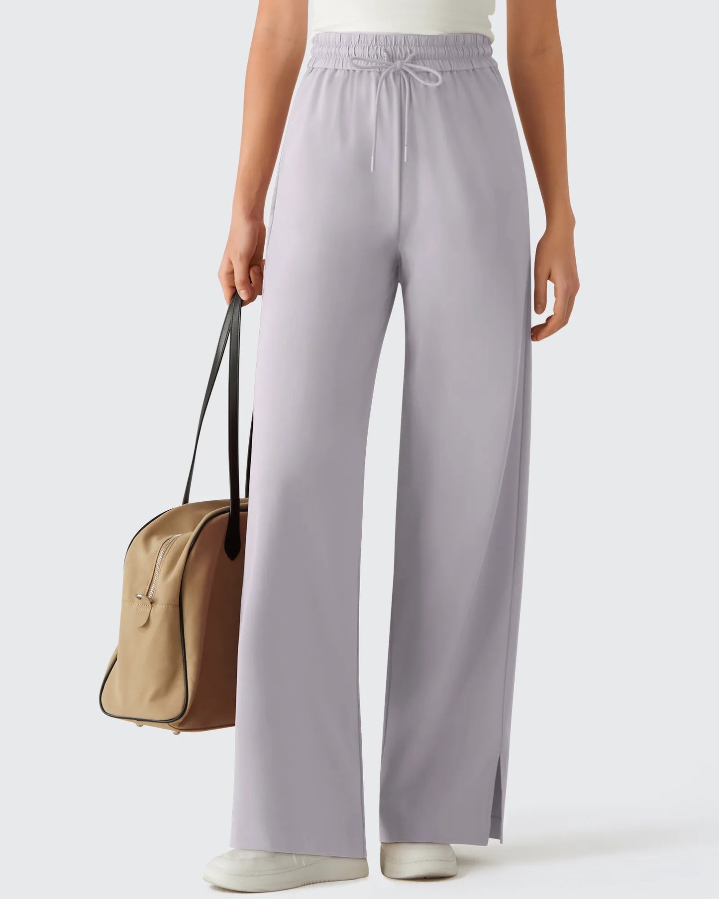 Pantalones Anchos Chillwhisp Palazzo Fluidos con Abertura Lateral y Cordón Ajustable