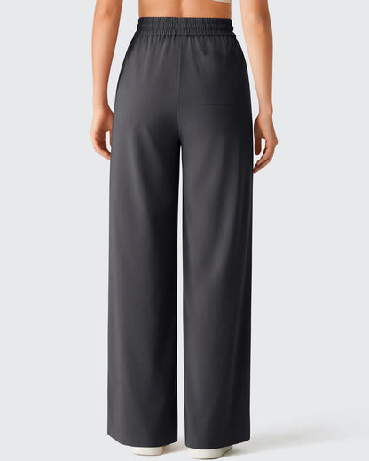 Pantalones Anchos Chillwhisp Palazzo Fluidos con Abertura Lateral y Cordón Ajustable