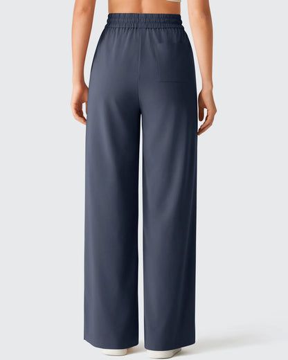 Pantalones Anchos Chillwhisp Palazzo Fluidos con Abertura Lateral y Cordón Ajustable