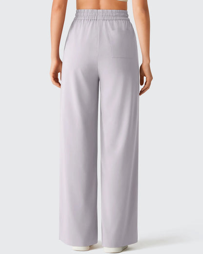 Pantalones Anchos Chillwhisp Palazzo Fluidos con Abertura Lateral y Cordón Ajustable